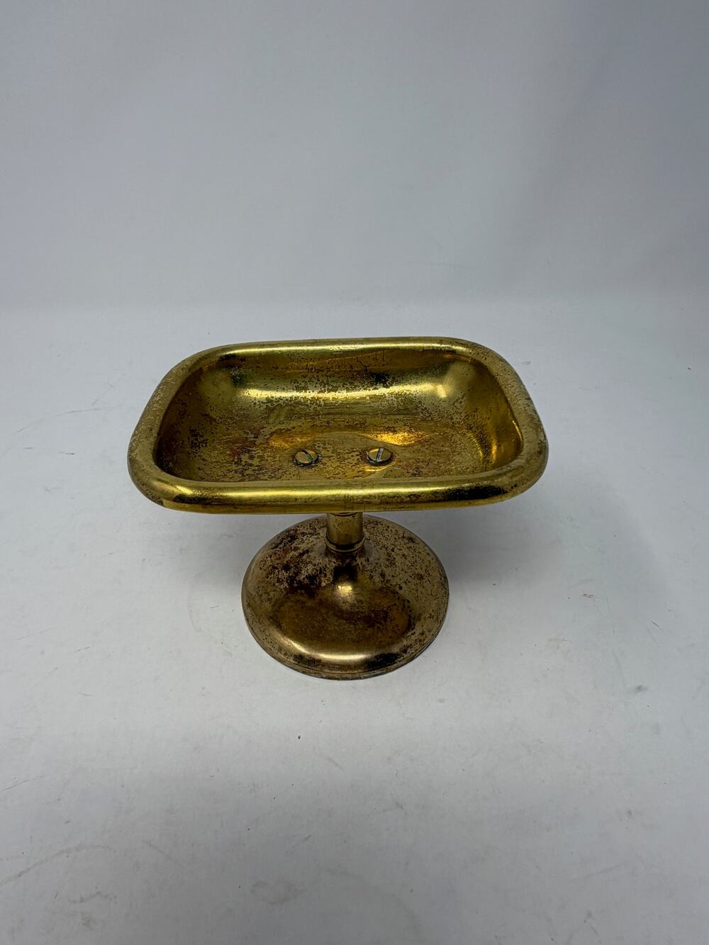 Vintage brass pedestal soap dish